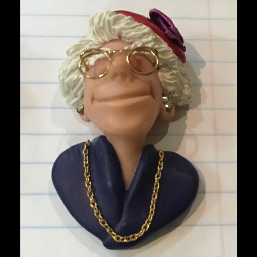 Red hat old lady magnet purple